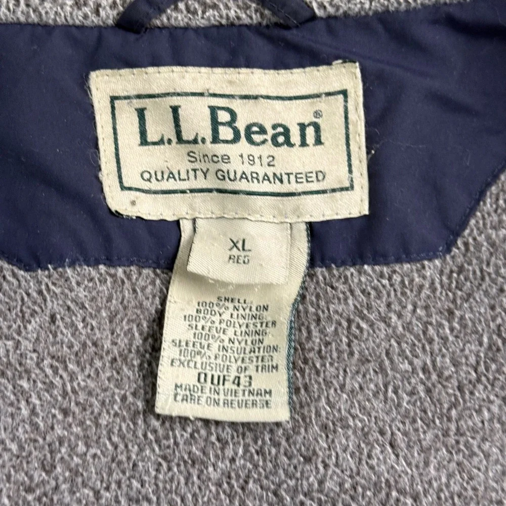LL Bean Warm-Up Jacket‎ Mens XL Navy Blue Fleece Lined Thinsulate Bomber 0UF43